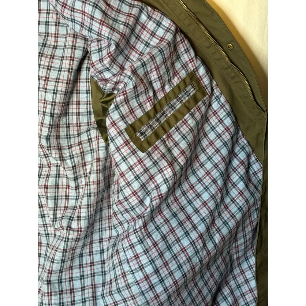 Cutter & Buck Barn Field Jacket Olive Plaid Lined Outdoor Men’s Coat